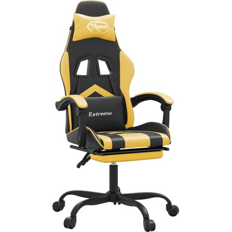 Maison Exclusive - Chaise de jeu avec repose-pied Noir et doré Similicuir
