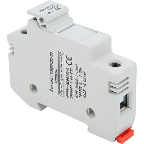 Porte-fusible DIN Rail TOWFH1DC 1000V DC 1P 10A, socle de distribution électrique pour armoire, montage sur rail, contrôle industriel (1/5)