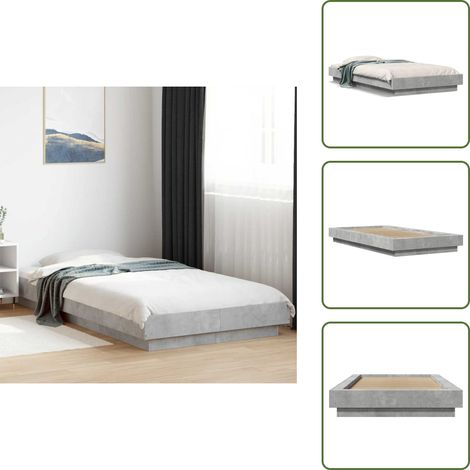 Cadre de lit sans matelas gris béton 100x200 cm - Cadre De Lit - Lit Double - Lit Moderne - Lit Gris - Meuble Chambre (1/5)