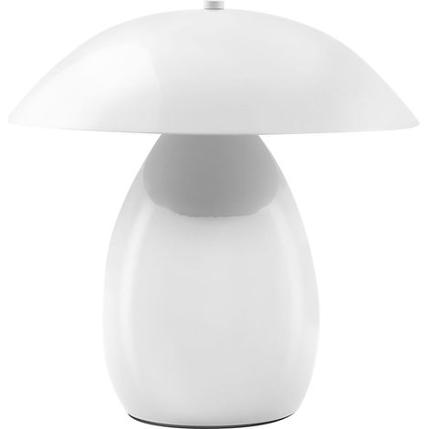Lampada da tavolo moderna con paralume in ferr30 cm, a forma di fungo bianca Sigi