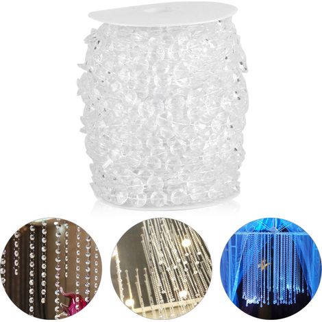 Guirlande de 30 m (99 pi) en perles de cristal acrylique en forme de diamant, rideau décoratif à faire soi-même pour mariage et fête (1/5)