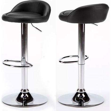 Set 2 Sgabelli Cucina Seduta Pelle Girevole Casa Bar Nero Modello Parigi