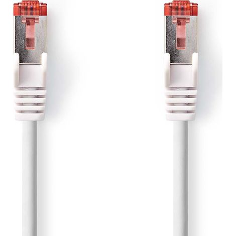 Câble réseau CAT6 RJ45 Male RJ45 Male S/FTP 7.50 m Rond LSZH Blanc Label