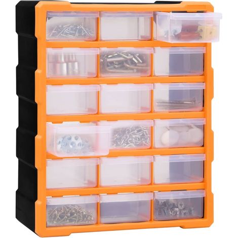 vidaXL Mobile Contenitore con 18 Cassetti Medi 38x16x47 cm