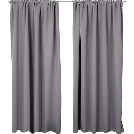 WOLTU 2 pièces Rideaux occultant, pour Maison intérieure pour fenêtre et Porte Isolant Thermique, 135x245cm, Gris Foncé VH5880dg-2