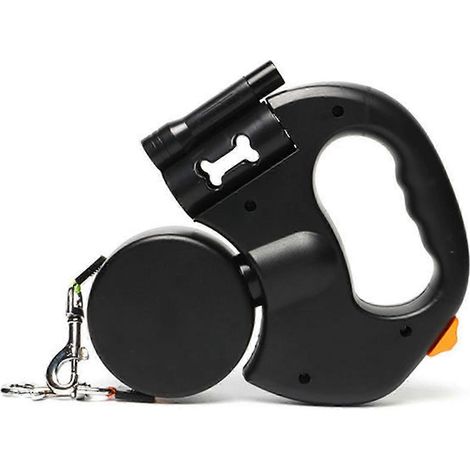 Laisse rétractable anti-nœuds à 360° (26-27 pouces) avec lampe torche et distributeur de sacs à déjections, tissu réfléchissant ultra-résistant pour la marche et la course.-AquaForge (1/5)