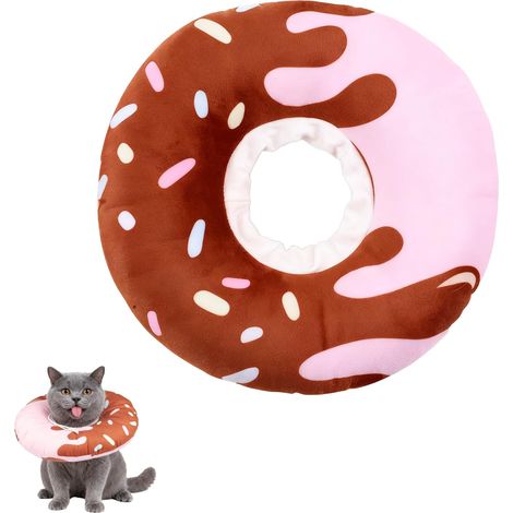 Collerette Souple pour Chats et Chiens en Forme de Donut, Collier Élisabéthain Confortable Anti-Léchage après Opération, Réglable, Permet de Manger, Taille S (Tour de Cou 13-22cm, Poids 1-2kg) (1/5)