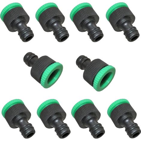 C1121 – 10 adaptateurs de raccordement rapide pour tuyau d'arrosage, 1/2" et 3/4", raccord rapide (1/4)