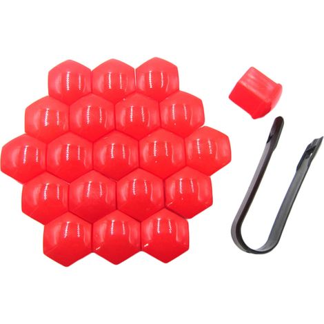 17 mm, lot de 20, cache-écrous de roue universel, protection décorative rouge (1/5)