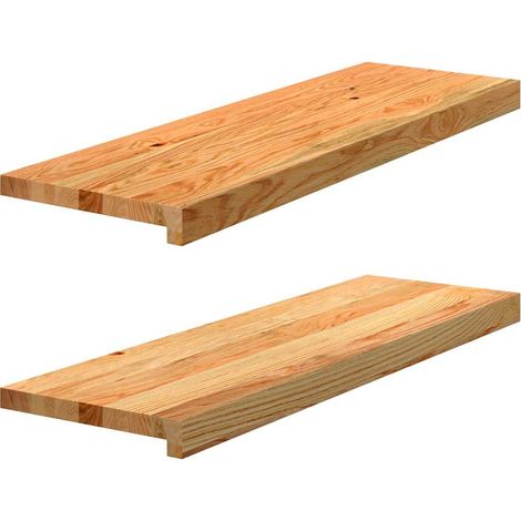 Marches d'escalier 2 pcs marron clair 80x25x2 cm chêne massif (1/5)