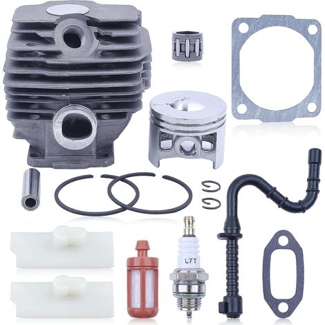 46-mm-Kolben und Zylinder für STIHL 028, 028AV, 028AVS, 028WB, AV028 Kettensägen-Ersatzteile: Zylinder-Kolben-Satz mit Zündkerze, Filter, Dichtungen und weiterem Zubehör für die 028 AV. (1/5)