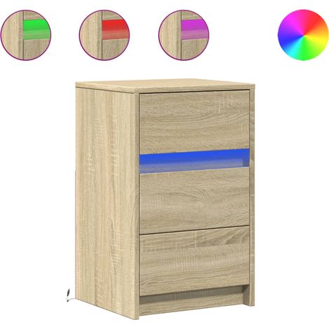 Maison Exclusive - Nachttisch mit LED-Leuchten Sonoma Eiche Holzw