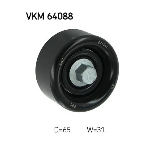 Poulie renvoi/transmission, courroie trapézoïdale à nervures SKF VKM 64088 KIA