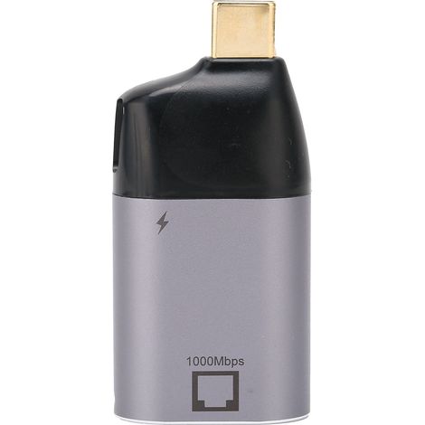Adaptateur USB-C vers RJ45 en Alliage d'Aluminium, Convertisseur de Charge PD3.0 Ethernet Mâle à Femelle (1/5)
