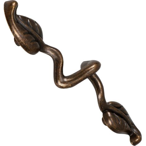Poignées de commode vintage en forme de feuille, 1 jeu, alliage de zinc finition café (1/5)