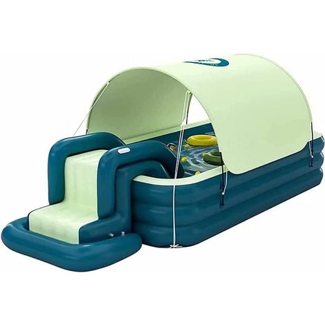 Applicable Piscine gonflable avec pare-soleil pour jardin, pataugeoire hors sol pour adultes et enfants avec toboggan familial (1/5)