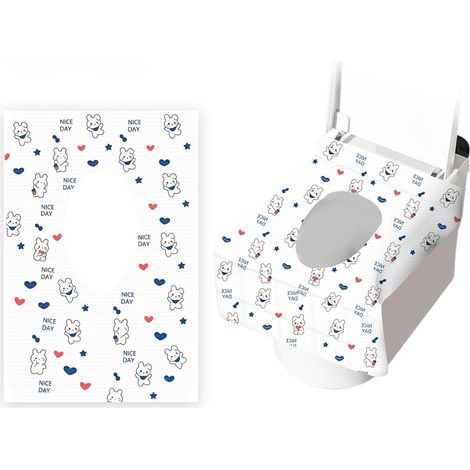40Pcs Housse de siège de toilette, lapin couverture complète papier épais couverture de siège de toilette imperméable, accessoires de voyage pour les enfants et les adultes voyage à l'hôtel (1/5)