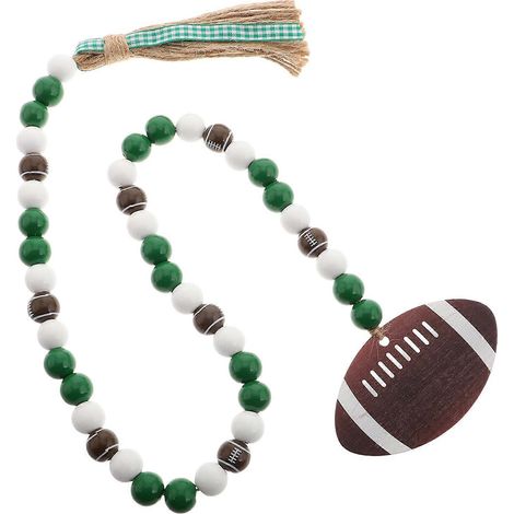 Guirlande de perles en bois avec pendentifs rugby (3 pièces) (1/5)