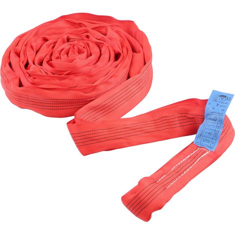 Sangle de levage plate 5T avec boucle double œil, sangle en polyester 4 mètres, élingue de grue rouge, corde de levage robuste (1/5)