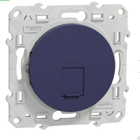 Prise RJ45 CAT6 STP bleu cobalt grade 3 (multimedia) encastré avec support (sans plaque) Odace