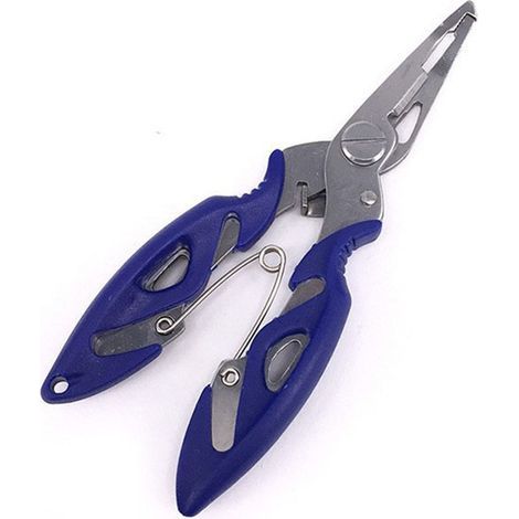 Coupe-ligne de pêche multifonctionnel en acier inoxydable, bleu, avec embout courbé, pince de pêche, coupe-ligne PE et Dyneema, outil de pêche. (1/5)