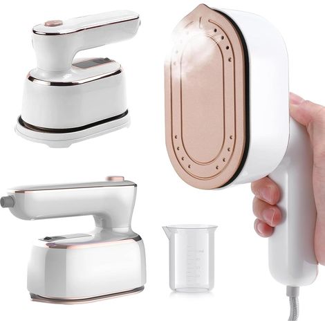 Vaporizador de ropa de 1000 W, depósito de agua de 100 ml, tiempo de calentamiento de 20 s, uso en seco/húmedo (blanco)