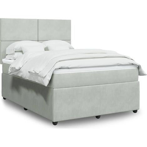 Boxspringbett mit Matratze Hellgrau 160x200 cm Samt