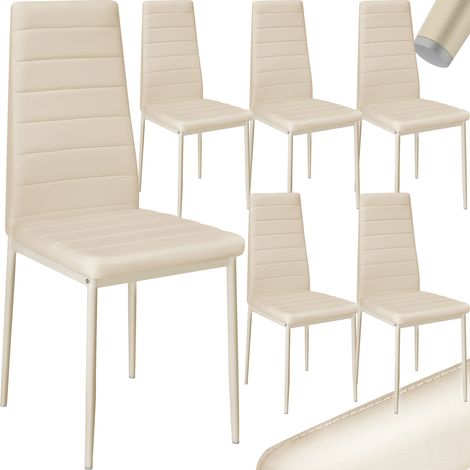 Lot de chaises avec surpiqûre Ensemble 6 salle à manger Rembourrées aspect cuir beige - (1/5)