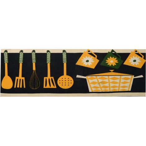 Tappeto pvc cucina giallo nero cm 120x50x0.6