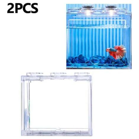 Lot de 2 petits aquariums pour poissons betta, mini-aquariums transparents et creux en plastique, micro-aquariums portables anti-explosion en acrylique (1/5)