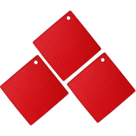 Coussin isolant thermique alvéolé, anti-brûlure, antidérapant en silicone - Rouge (1/5)