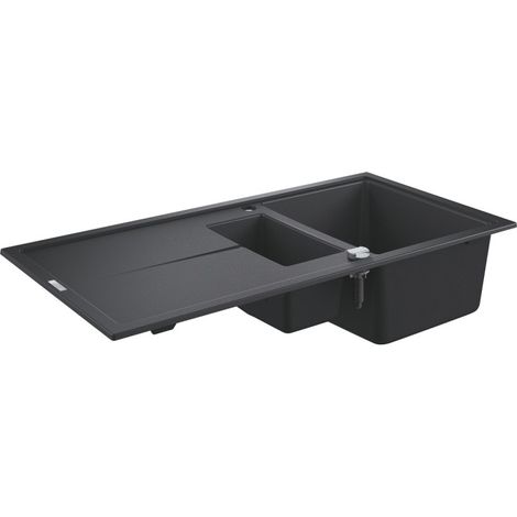 Grohe - Fregadero compuesto K400 con desagüe automático, 100x50 cm, granito negro 31642AP0 (1/3)