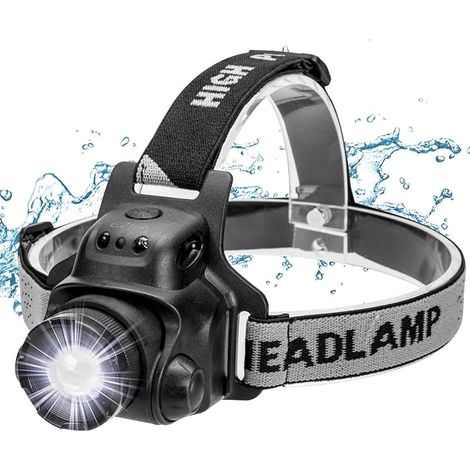Linterna frontal LED recargable por USB con sensor de movimiento, 4 modos de iluminación, con zoom y resistente al agua para pesca, camping, lectura, senderismo y ciclismo. (1/5)