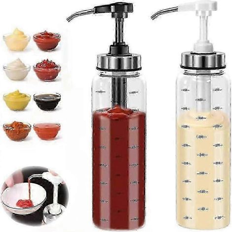 Bouteilles souples en verre pour sauce (2 x 500 ml), distributeur d'huile d'olive anti-goutte, presse-condiments étanche pour la cuisine (1/5)