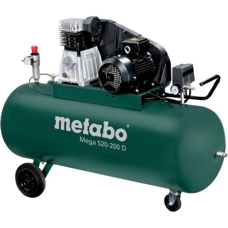 Metabo – Compresseur Mega 520-200 D 200L – Débit effectif 320 l/min – Pression max. 10 bar – Moteur à courroie silencieux (1/3)