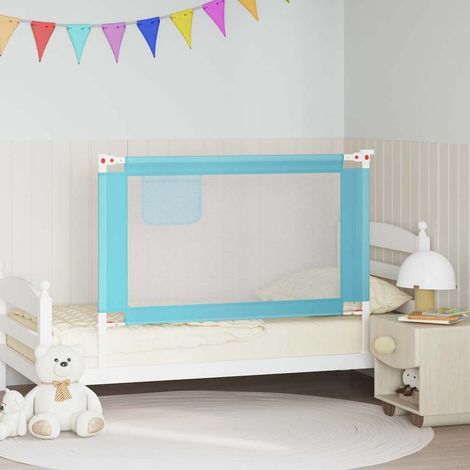 Barrière de lit pour enfant, bleue, 120 x 25 cm, en tissu