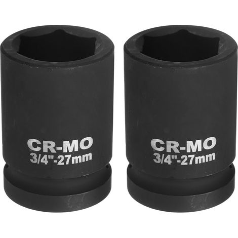 2Pcs Douille À Choc 12 Points 3/4 Pouce 27mm Douille Métrique Pour Écrou Pour Réparation Auto Extraction Facile (1/5)