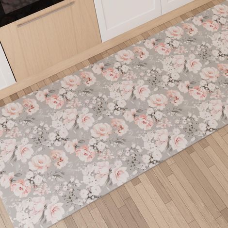 PETTI Artigiani Italiani - Tappeto Cucina Passatoia Cucina Antiscivolo e Lavabile 52x280 cm Disegno Floreale 17 Grigio 100% Made in Italy (1/4)