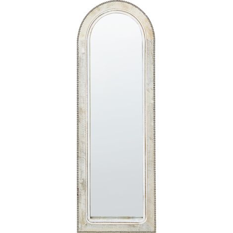 Espejo de pared con marco de madera acabado envejecido vintage blanco crema Sarray