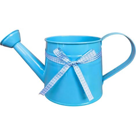 Arrosoir en fer-blanc de 1 L, bec long, bleu, pour plantes d'intérieur et d'extérieur (1/5)
