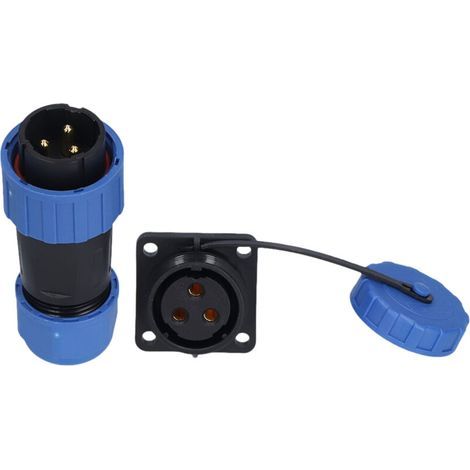 Connecteur Industriel Aviation IP68 Étanche, Prise à 3 Broches 250V avec Embout à Vis Carré et Sertissage