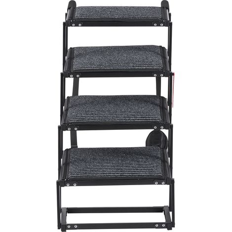 Mophorn Klappbare 4-stufige Hundetreppe mit Filzteppich, Breite Einstiegshilfe für große Hunde, geeignet für Auto, SUV, LKW, Bett oder Sofa, belastbar bis 90 kg (1/5)