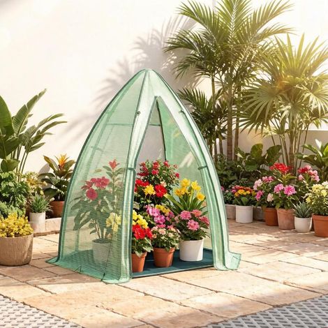 Serra da giardino per pomodori 160 x 180 x 160 cm in PE e acciaio verde HAVRYA (1/5)