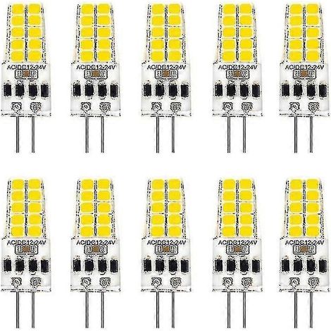 Packung mit 10 G4-LED-Lampen, 12–24 V AC/DC, 3 W (entspricht 30 W Halogenlampe), 360° Abstrahlwinkel, 20 SMD 2835 LEDs (1/5)