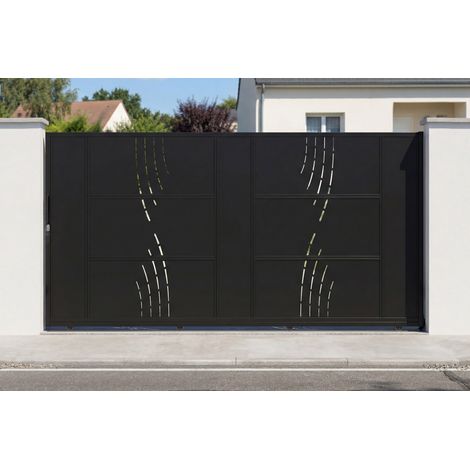 NALI VELETA 3,5 m Stahl-Schiebetor, 180 cm hoch, Schwarz