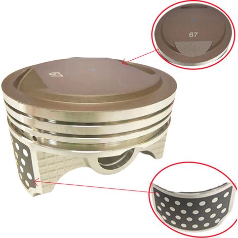 CRF230 motorcycle piston, compatible with Honda CRF230F and CRF 230, 67 mm bore, 233 cm³ displacement.--DTEKGAZ