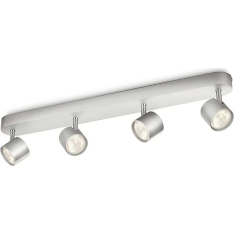 Philips Lighting Faretti Star, 4 Punti Luce Orientabili, LED integrato, 5W, Base Tonda, Grigio (1/5)