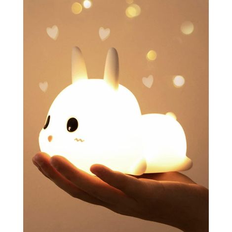 BEBUSINGOTO Veilleuse pour enfants, 7 couleurs, rechargeable par USB, lampe de nuit pour enfants avec télécommande, luminosité réglable, veilleuse pour chambre à coucher, lapin (1/5)