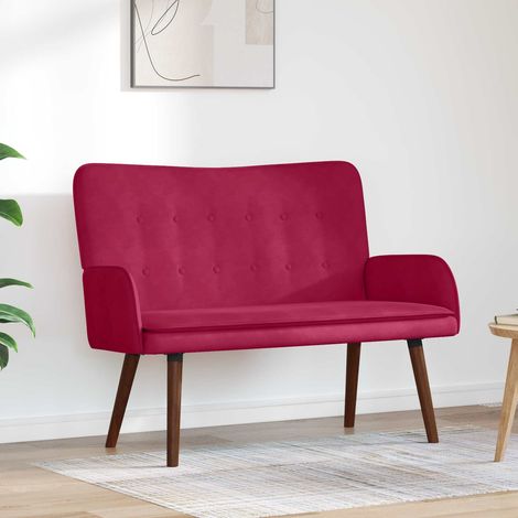 vidaXL Sofa 2 places Bordeaux 115 x 61 x 87 cm Velours (1/5)