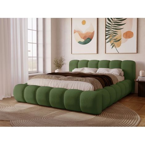 Lit rembourré avec rangement 120x200 velours vert Doria (1/5)